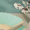 5 MINT GREEN Handheld Silk FOLDING FANS Decorative Wedding Favor